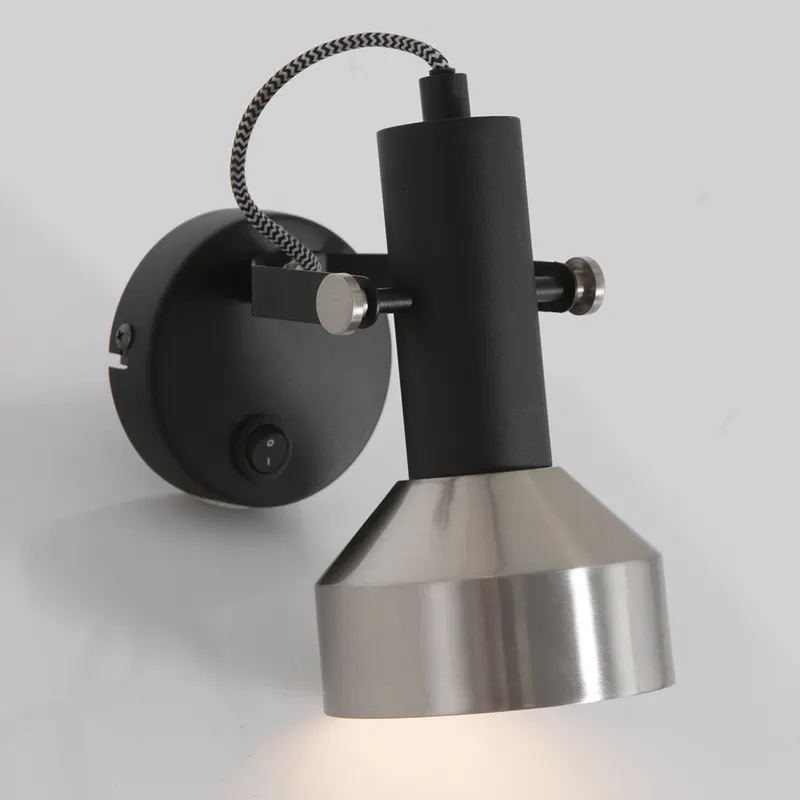 Acier Wandspot mit E27-Fassung in Stahl, Schwarz, Ansicht 25