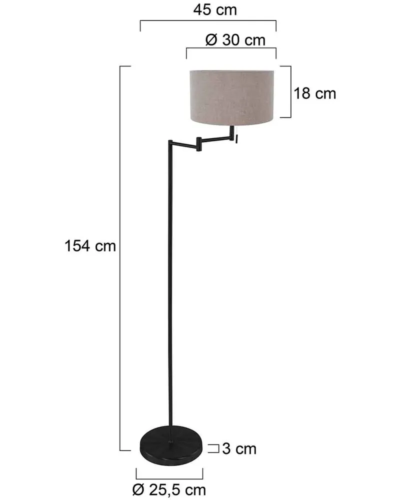 Bella Stehlampe mit Lesearm und E27-Fassung in Grau, Ansicht 11