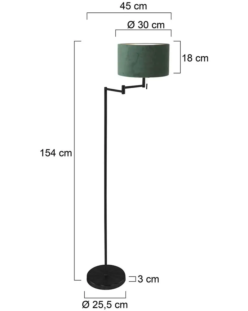 Bella Stehlampe mit Lesearm in Grün, Ansicht 11