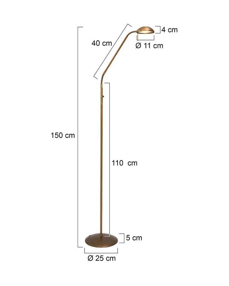 Biron Stehlampe mit Lesearm und austauschbarem LED-Modul in Bronze, Ansicht 10