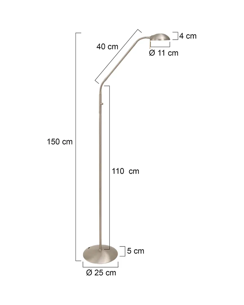 Biron Stehlampe mit Lesearm und austauschbarem LED-Modul in Stahl, Ansicht 11