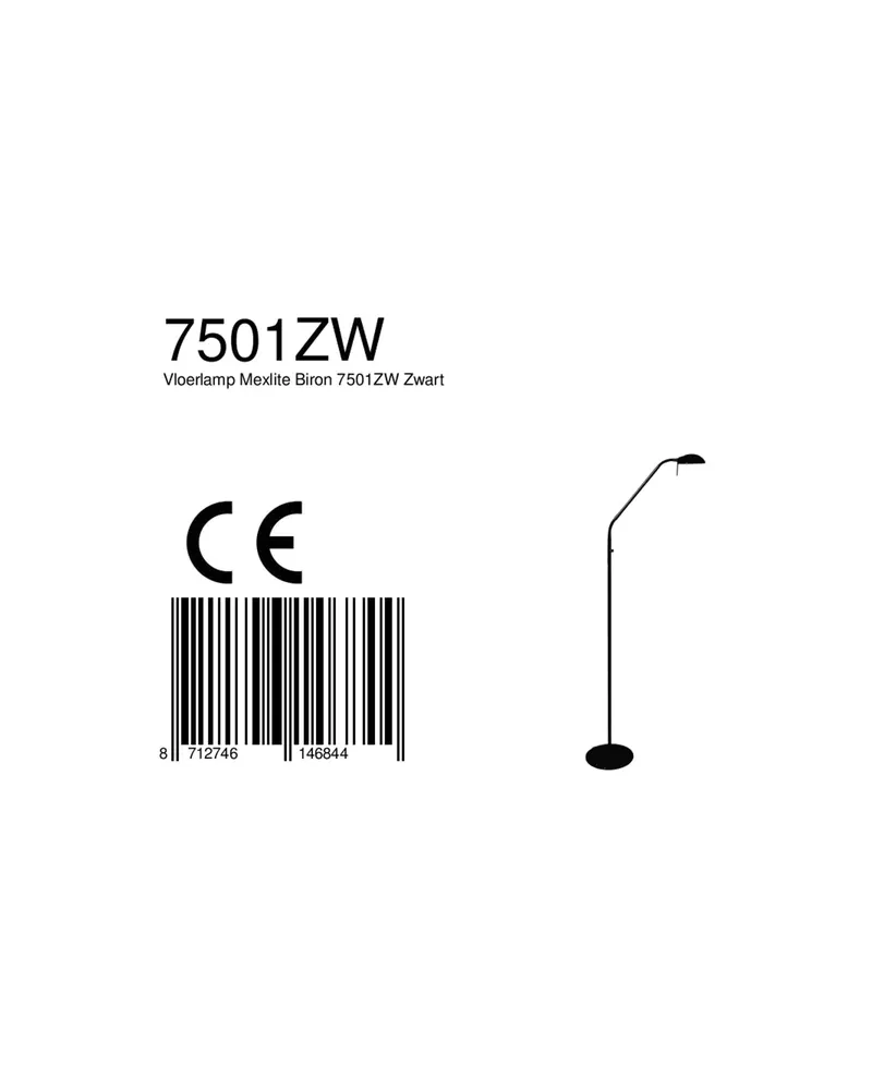 Biron Stehlampe mit Lesearm und austauschbarem LED-Modul in Schwarz, Ansicht 16