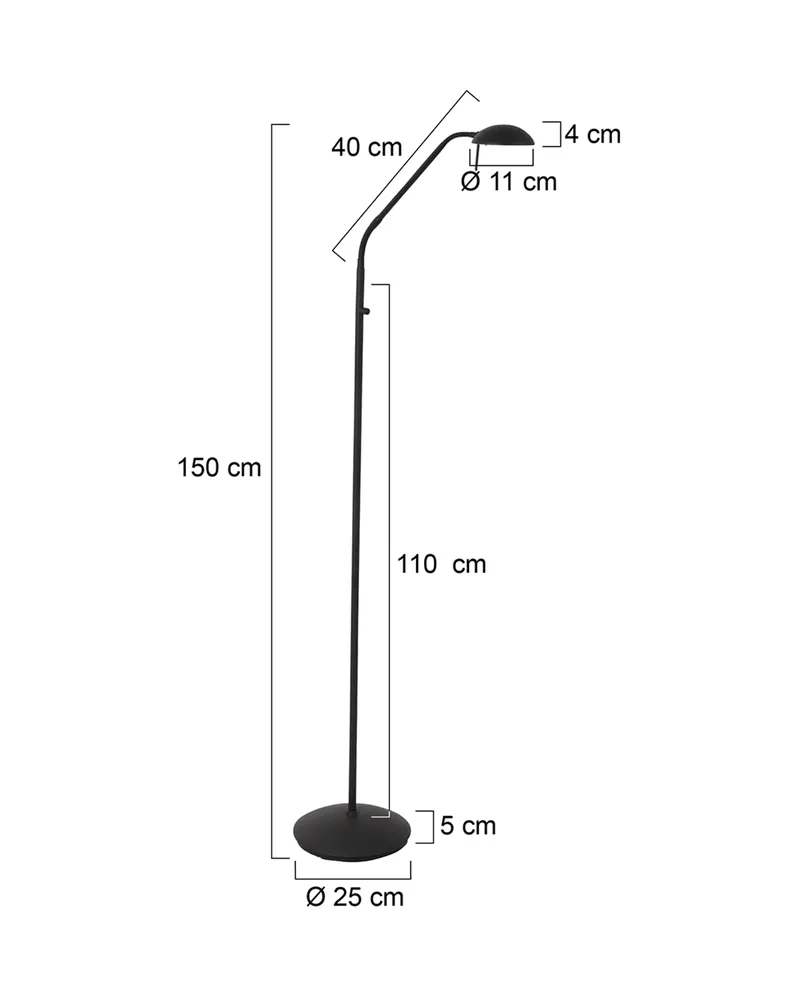 Biron Stehlampe mit Lesearm und austauschbarem LED-Modul in Schwarz, Ansicht 3