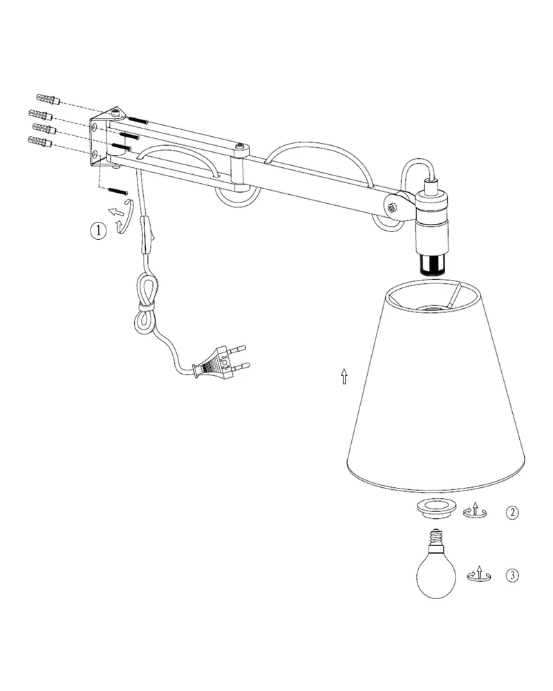 Mexlite Dion Wandleuchte mit verstellbarem Lesearm in Creme, Ansicht 12