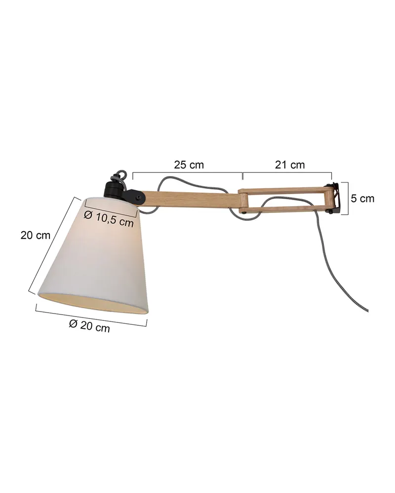 Mexlite Dion Wandleuchte mit verstellbarem Lesearm in Creme, Ansicht 3