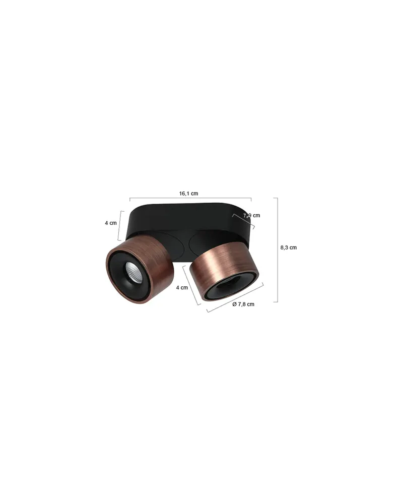 Mexlite Fez Doppelspot mit austauschbaren LED-Modulen in Bronze, Ansicht 3
