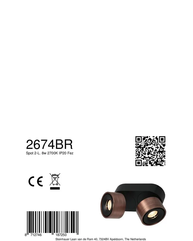 Mexlite Fez Doppelspot mit austauschbaren LED-Modulen in Bronze, Ansicht 8