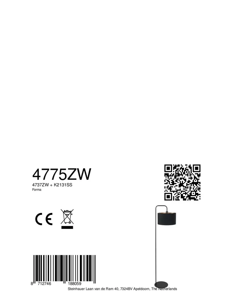 Forma Stehlampe mit E27-Fassung in Schwarz, Ansicht 8