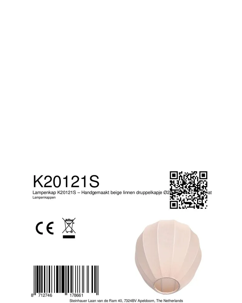 Mexlite Lampenschirm K20121S aus Textil, Beige und Creme in Beige, Ansicht 8