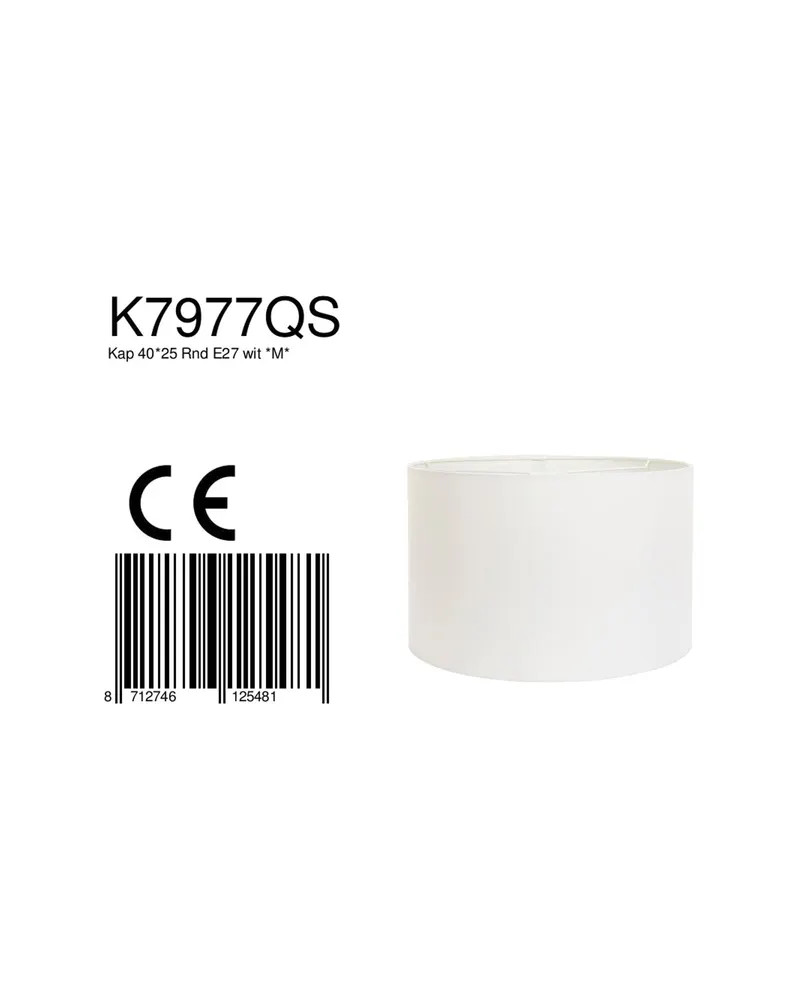 Weißer runder Textil-Lampenschirm Ø 40 cm K7977QS in Weiß, Ansicht 6