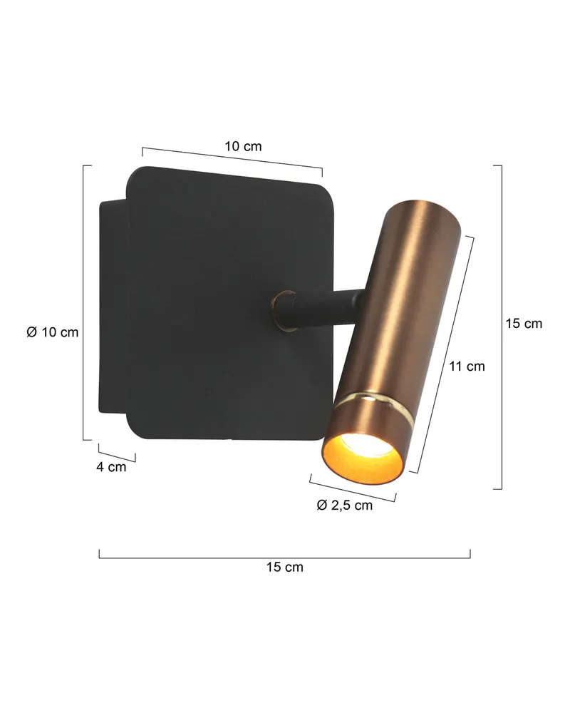 Mexlite Lumo Wandleuchte mit verstellbarem LED-Lesearm in Bronze, Ansicht 3