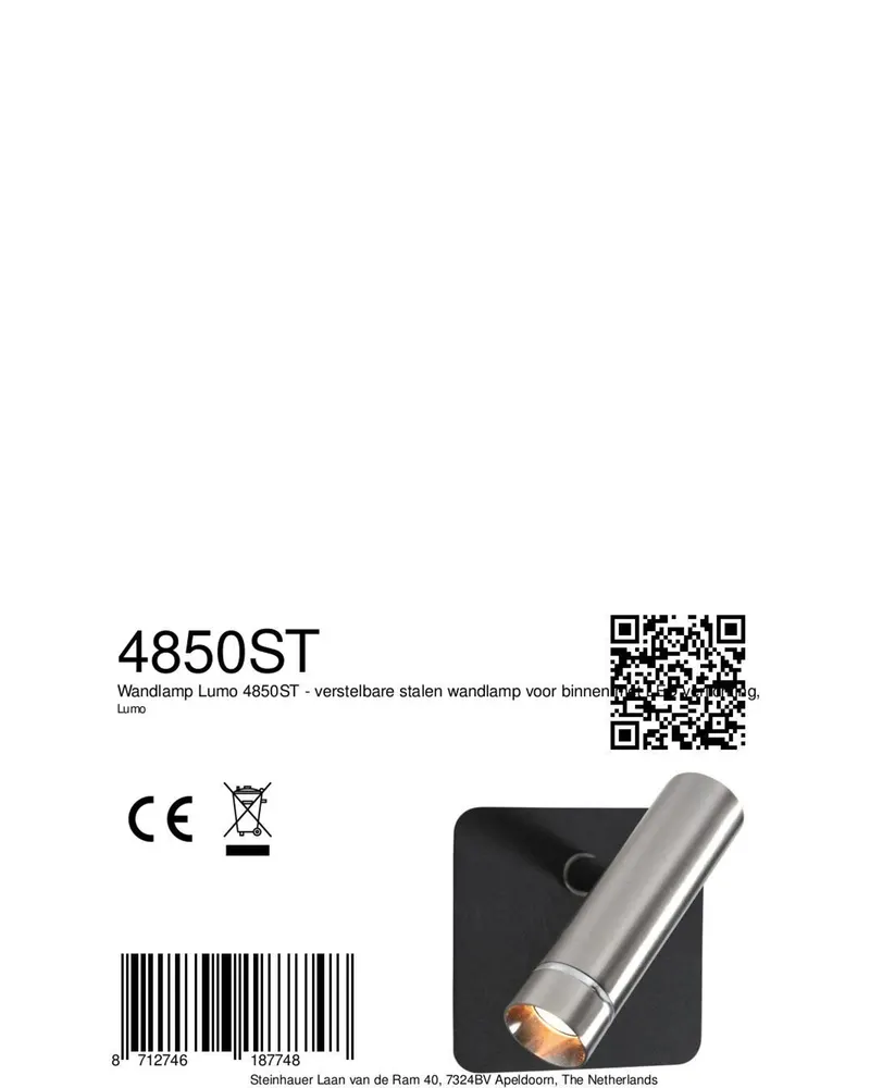 Mexlite Lumo Wandleuchte mit verstellbarem LED-Lesearm in Stahl, Ansicht 10