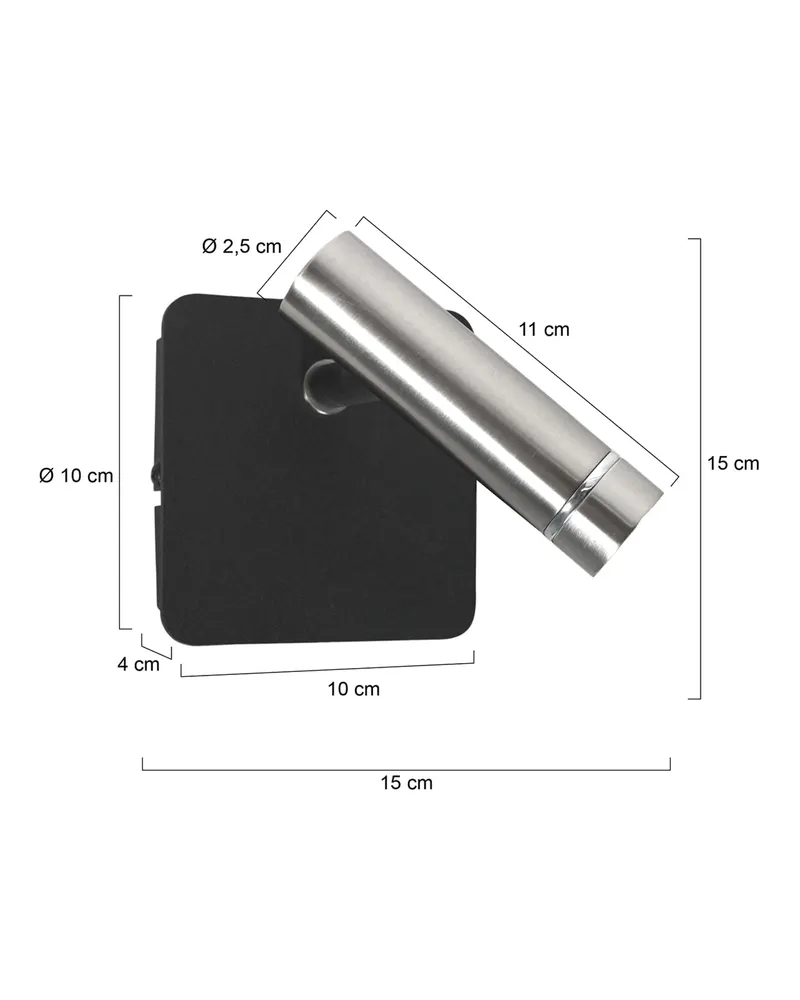Mexlite Lumo Wandleuchte mit verstellbarem LED-Lesearm in Stahl, Ansicht 4