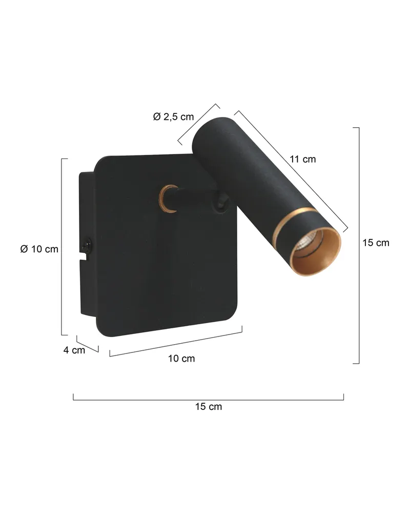 Mexlite Lumo Wandleuchte mit verstellbarem LED-Lesearm in Schwarz, Ansicht 10