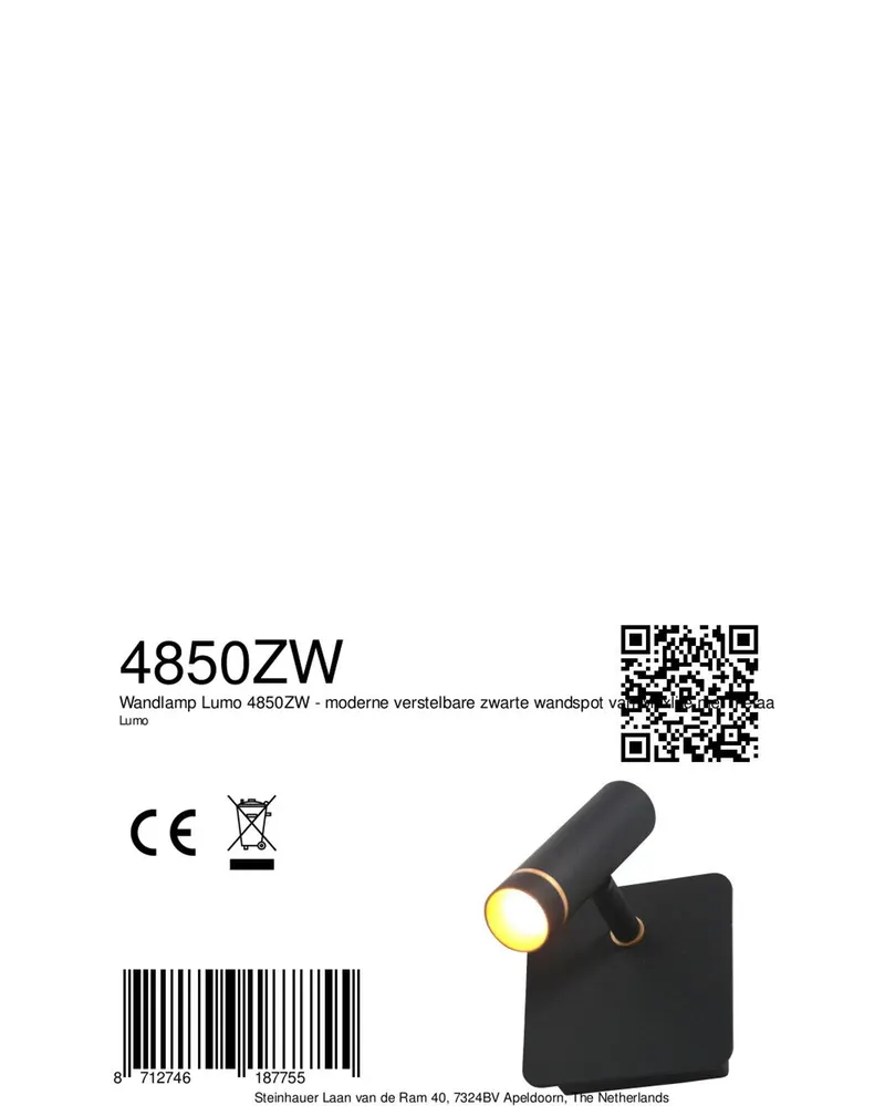 Mexlite Lumo Wandleuchte mit verstellbarem LED-Lesearm in Schwarz, Ansicht 11