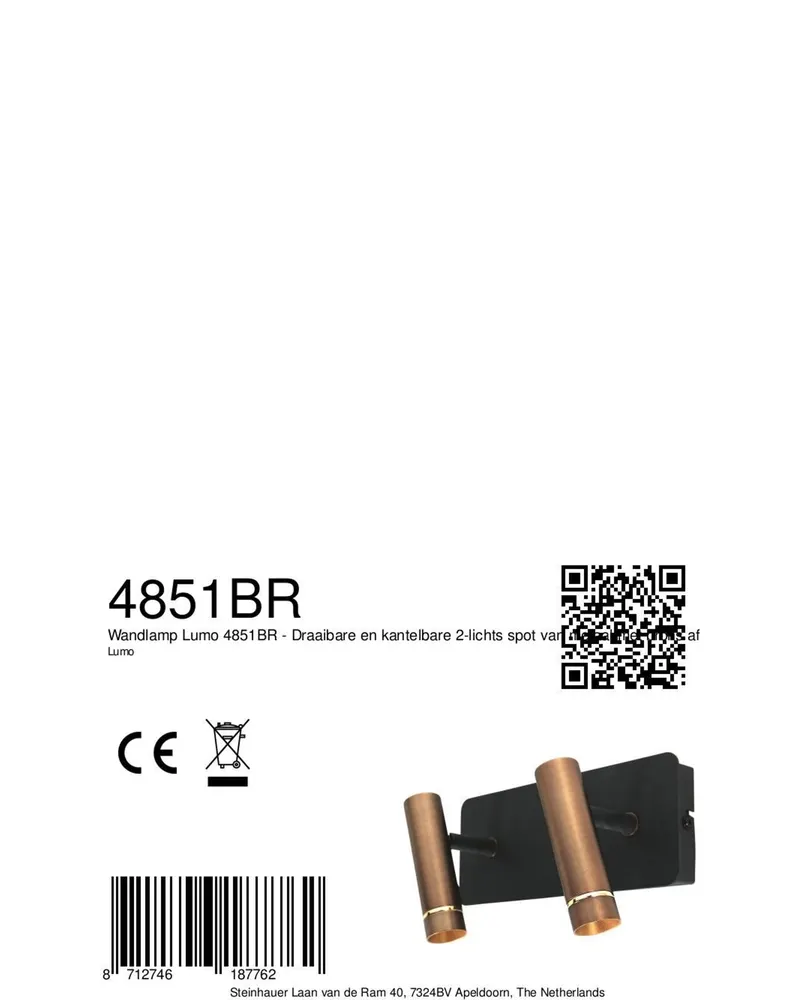 Mexlite Lumo Wandleuchte mit beweglichem Lesearm in Bronze, Ansicht 11