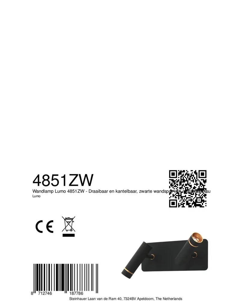 Mexlite Lumo Wandleuchte mit beweglichem Lesearm in Schwarz, Ansicht 11