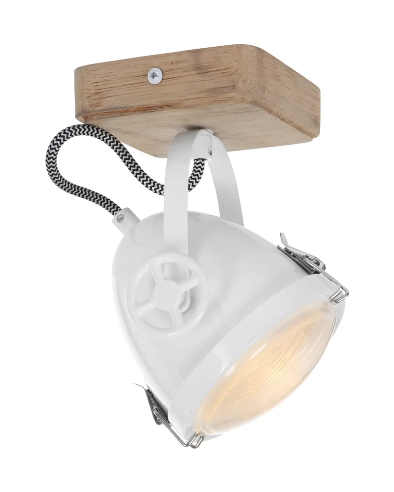 Michelle Deckenstrahler aus Holz und Metall mit Dim-to-warm-GU10 in Buche, Büche, Weiß, Ansicht 3