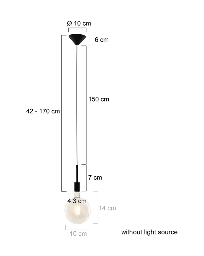 Minimalics Pendelleuchte mit E27-Fassung, schwarz in Schwarz, Ansicht 3