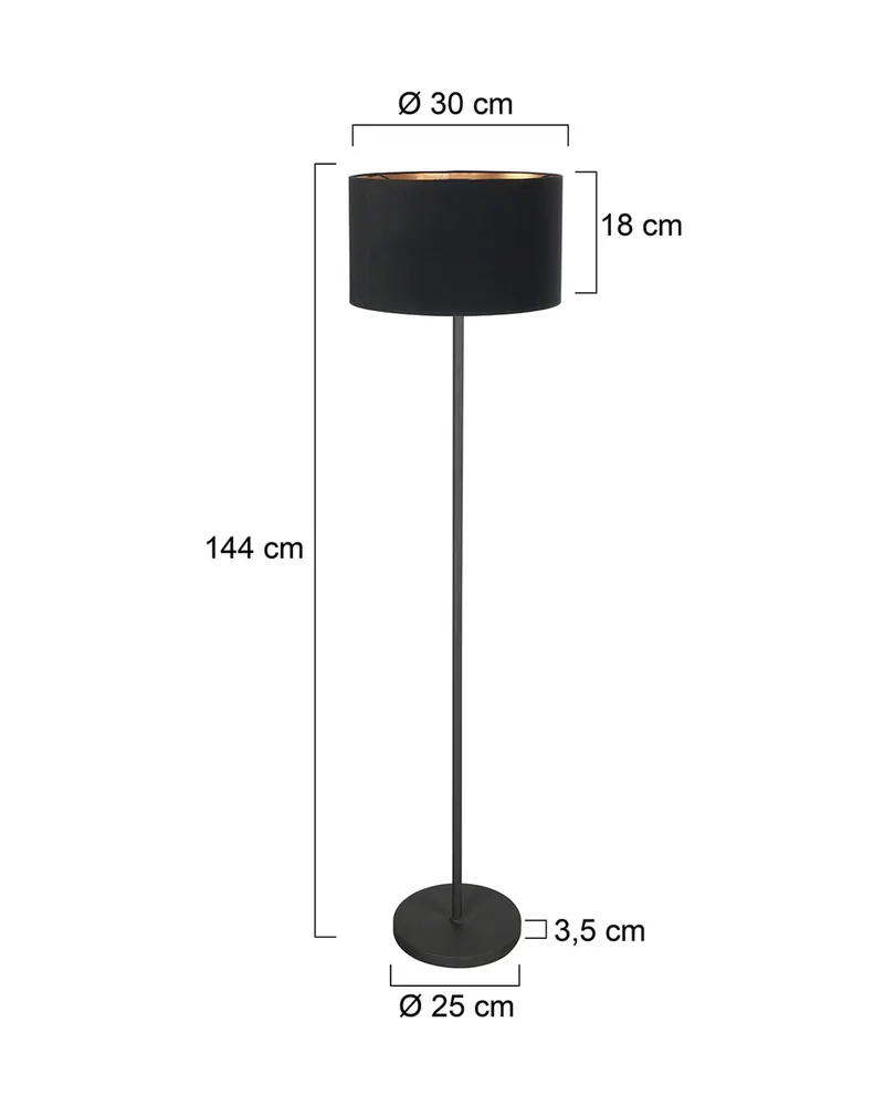 Mexlite Noor Stehlampe aus Kork und Metall, Schwarz in Schwarz, Ansicht 10