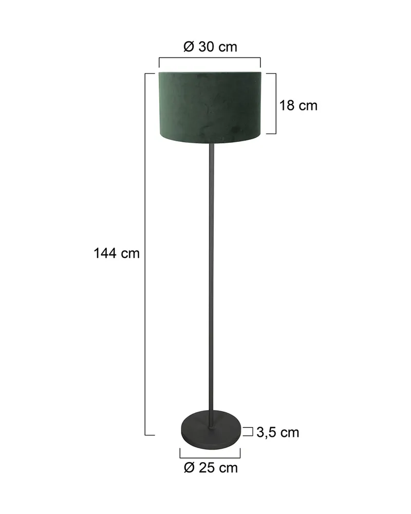Noor Stehlampe aus Metall und Textil, Grün in Grün, Ansicht 11