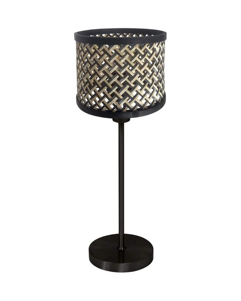 Noor Tischlampe aus Bambus und Metall, Naturfarben, Schwarz