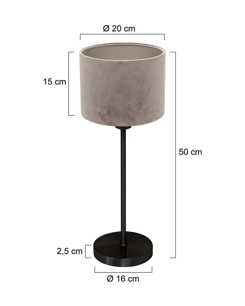 Noor Tischlampe aus Metall und Textil in Grau, Schwarz, Ansicht 2