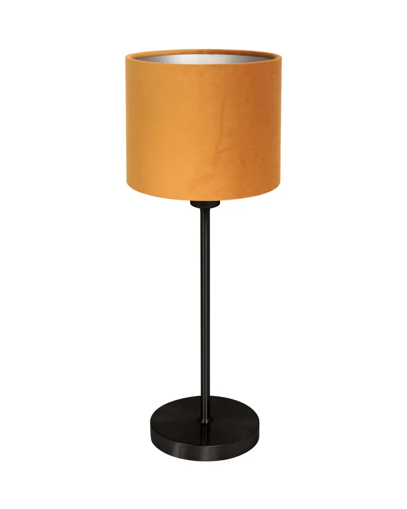 Noor Tischlampe aus Metall und Textil, Gold/Schwarz