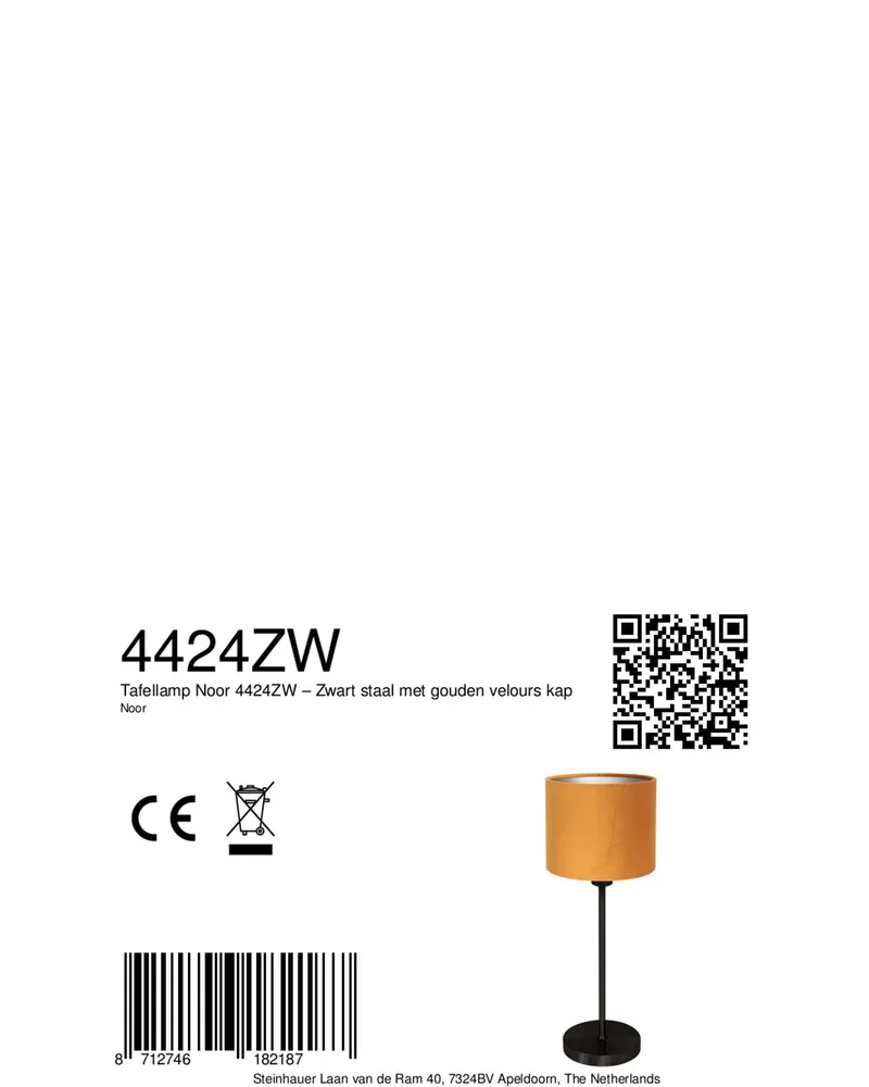 Noor Tischlampe aus Metall und Textil in Gold, Schwarz, Ansicht 10