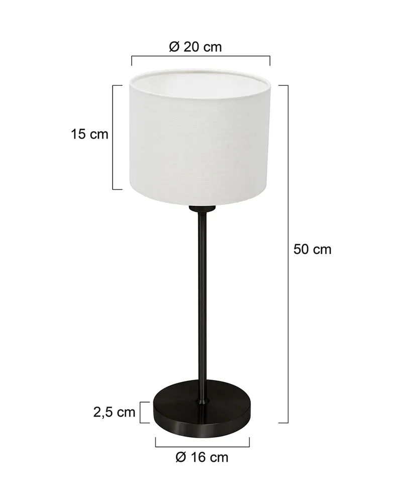 Mexlite Noor Tischlampe aus Metall und Textil, Schwarz in Schwarz, Ansicht 9