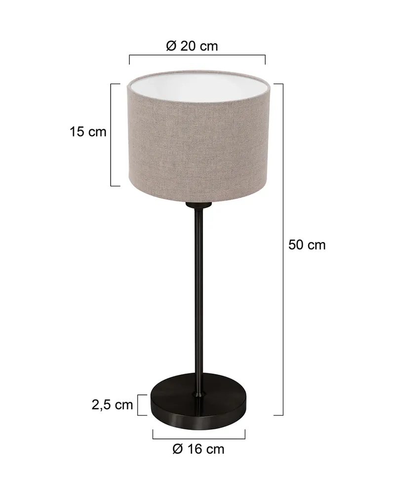 Mexlite Noor Tischlampe aus Metall und Textil, Grau und Schwarz in Grau, Ansicht 9