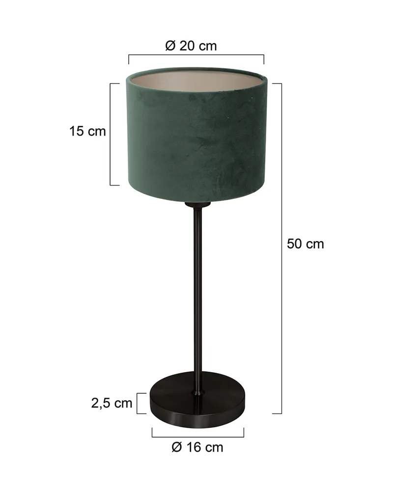Mexlite Noor Tischlampe aus Metall und Textil, Schwarz in Schwarz, Ansicht 2