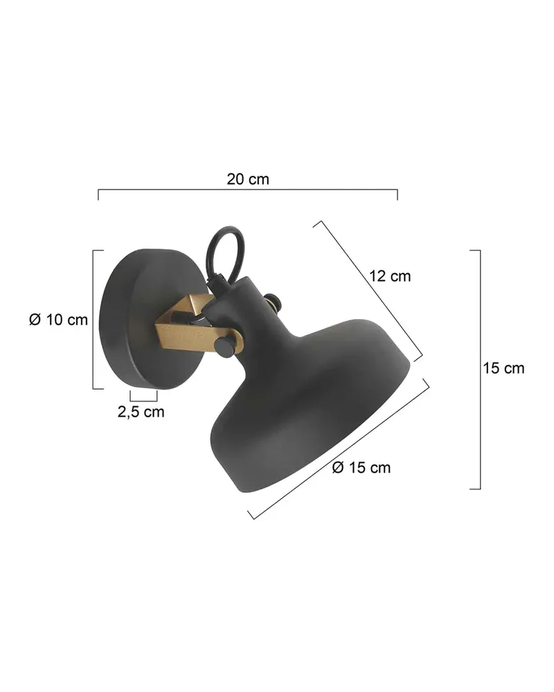 Mexlite Prato Wandleuchte mit schwenkbarem E14-Lichtpunkt in Gold, Schwarz, Ansicht 2