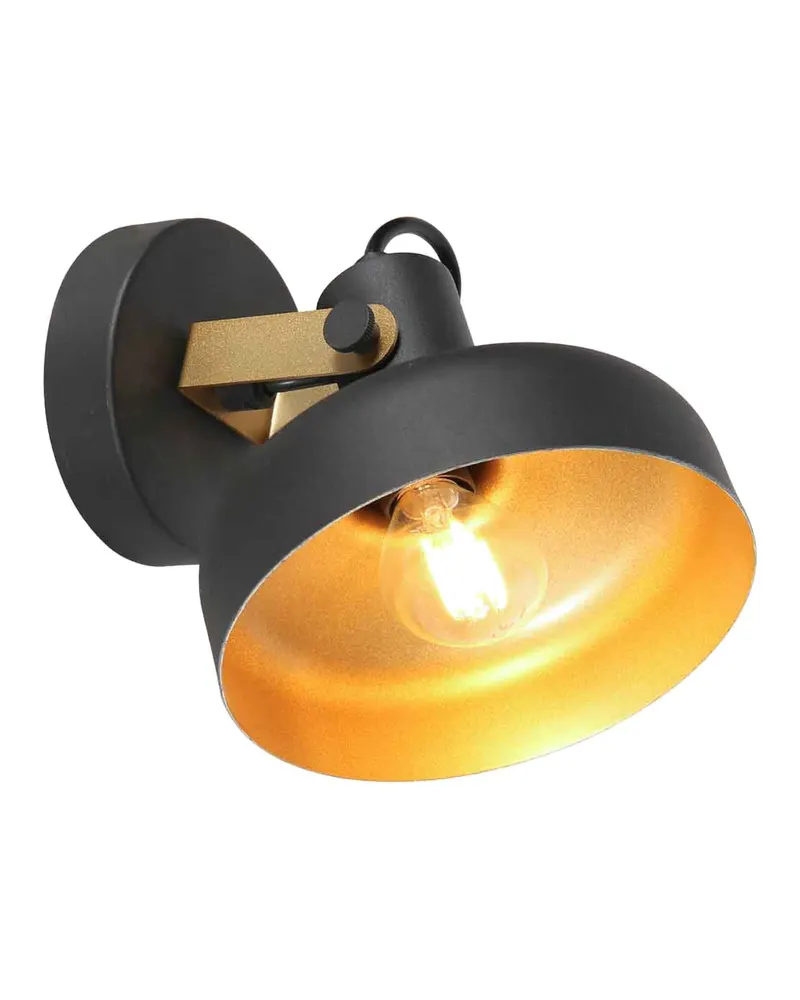 Mexlite Prato Wandleuchte mit schwenkbarem E14-Lichtpunkt in Gold, Schwarz, Ansicht 4