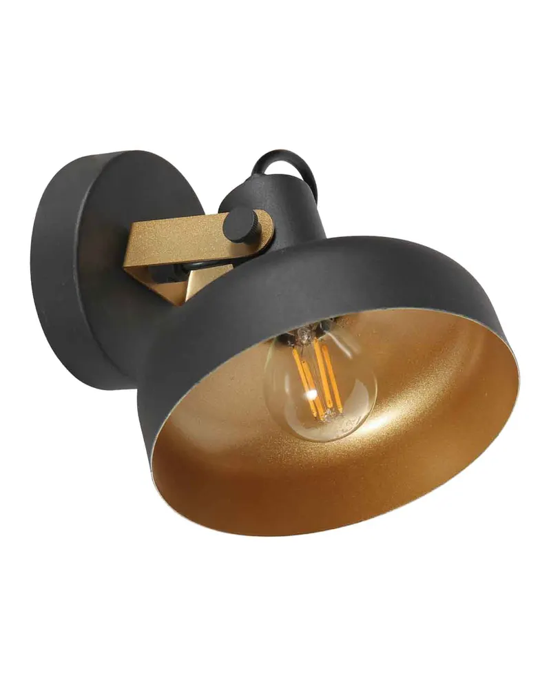 Mexlite Prato Wandleuchte mit schwenkbarem E14-Lichtpunkt in Gold, Schwarz, Ansicht 5