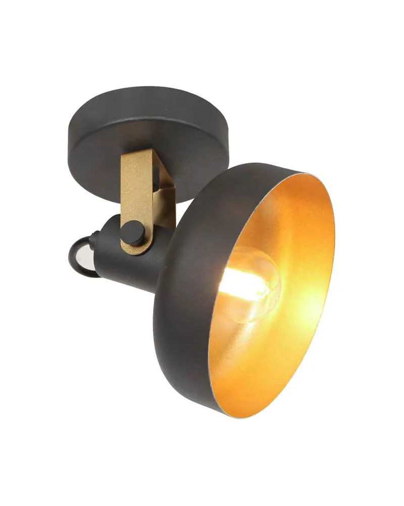 Mexlite Prato Wandleuchte mit schwenkbarem E14-Lichtpunkt in Gold, Schwarz, Ansicht 7
