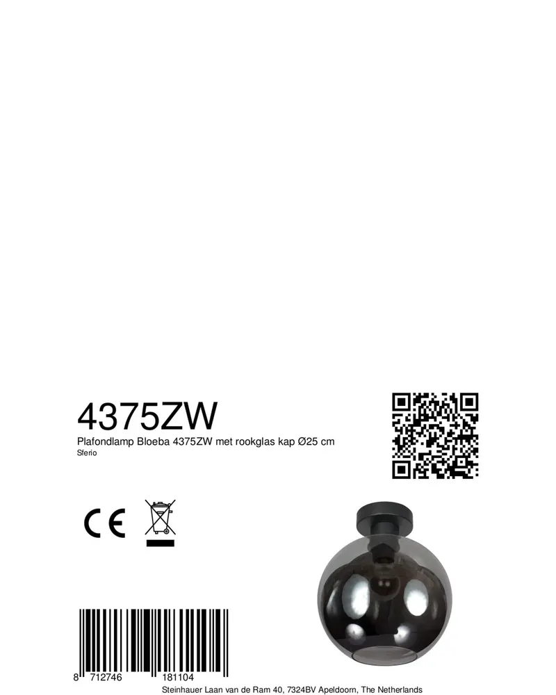 Mexlite Sferio Deckenleuchte aus Glas und Metall, Schwarz in Schwarz, Ansicht 9
