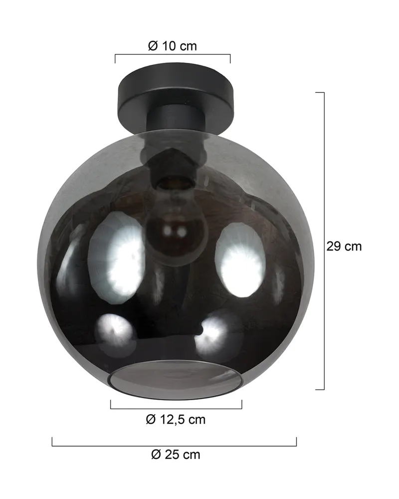 Mexlite Sferio Deckenleuchte aus Glas und Metall, Schwarz in Schwarz, Ansicht 2