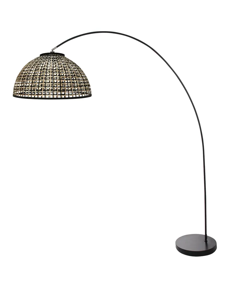 Solva Bogenlampe aus Bambus mit kippbarer Fassung in Naturfarben, Schwarz, Ansicht 3