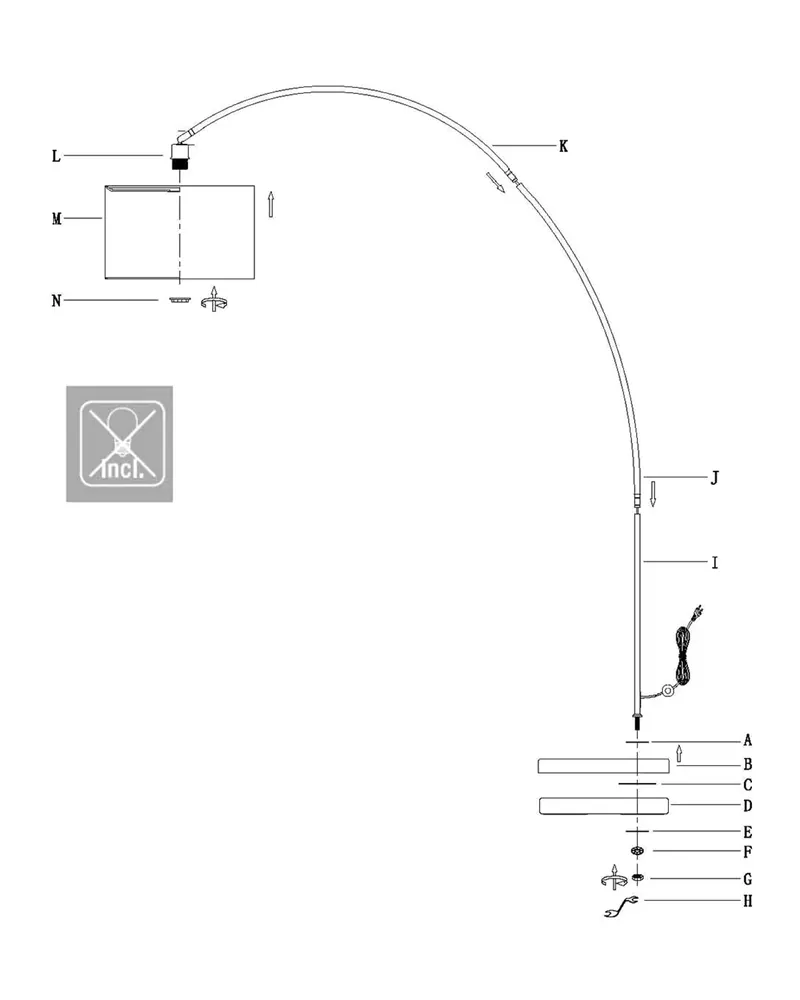 Solva Bogenlampe aus Bambus und Metall in Naturfarben, Schwarz, Ansicht 11