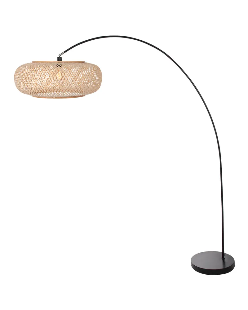 Solva Stehlampe aus Bambus und Metall in Naturfarben, Schwarz, Ansicht 3
