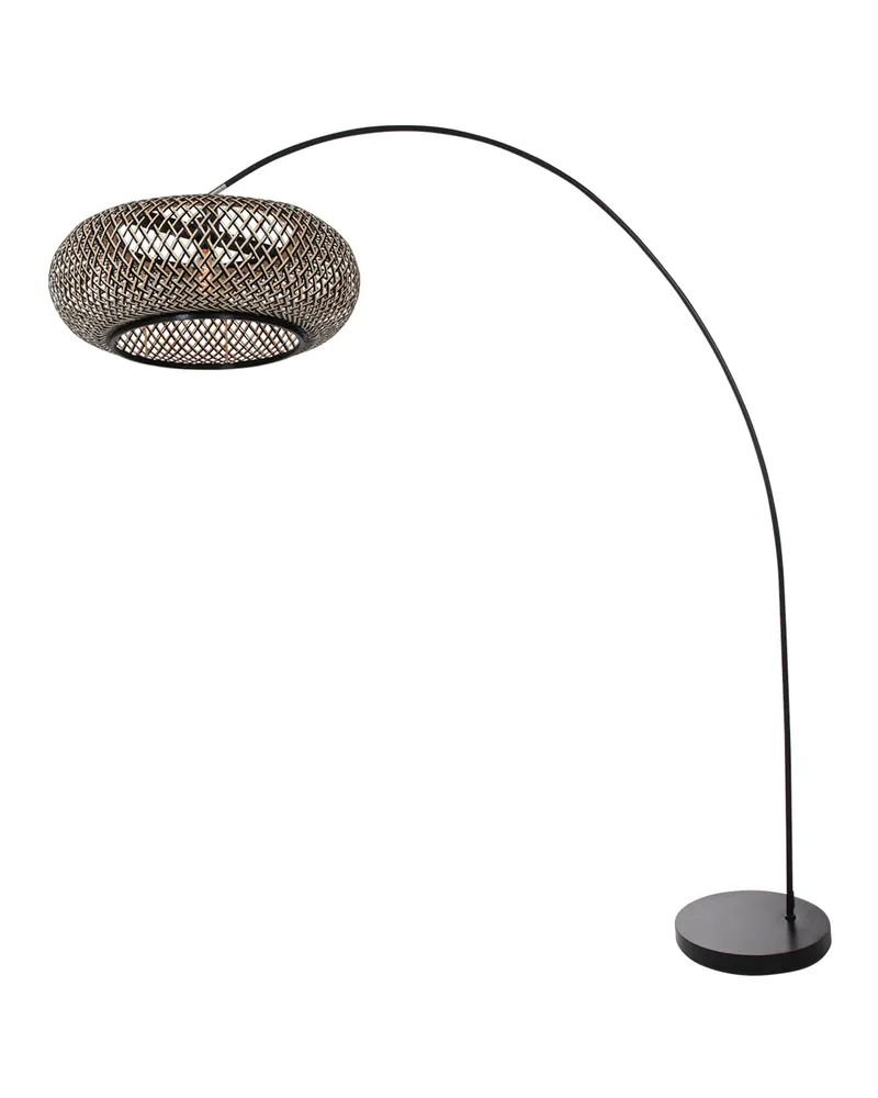 Solva Stehlampe aus Bambus und Metall in Naturfarben, Schwarz, Ansicht 2