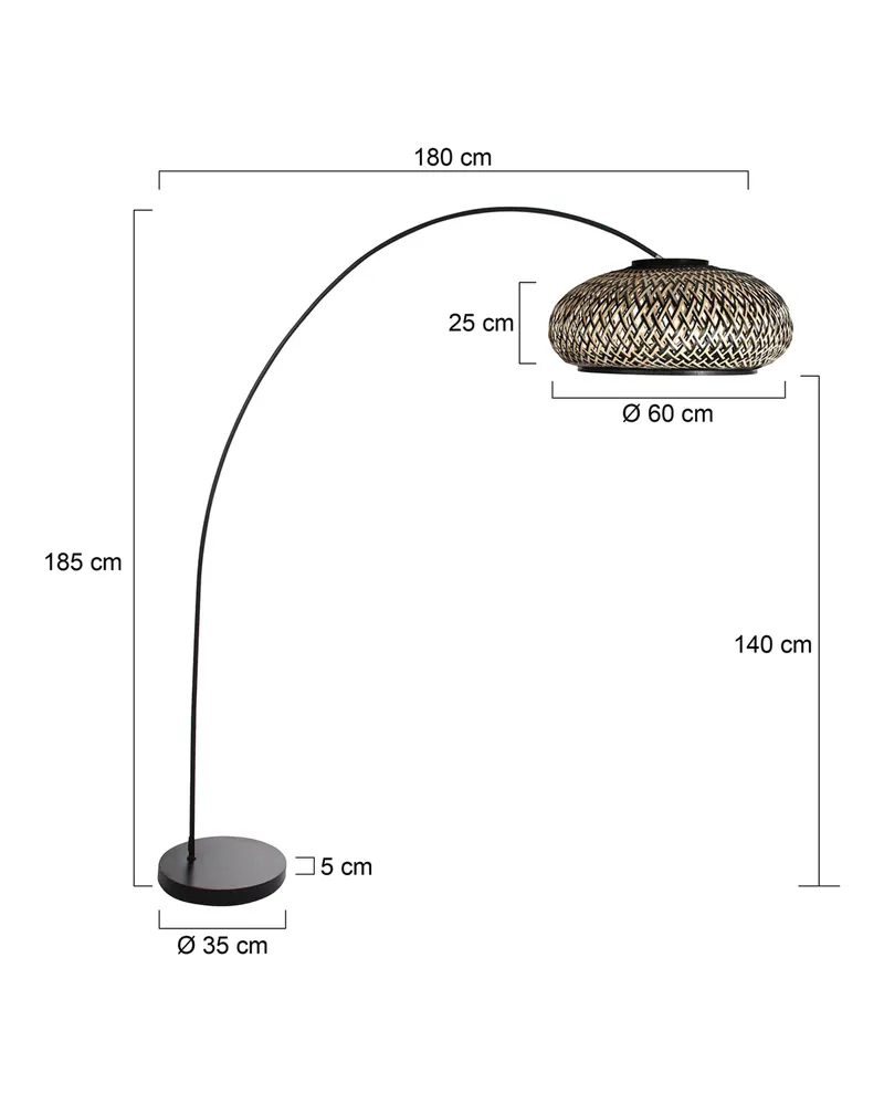 Solva Stehlampe aus Bambus und Metall in Naturfarben, Schwarz, Ansicht 9