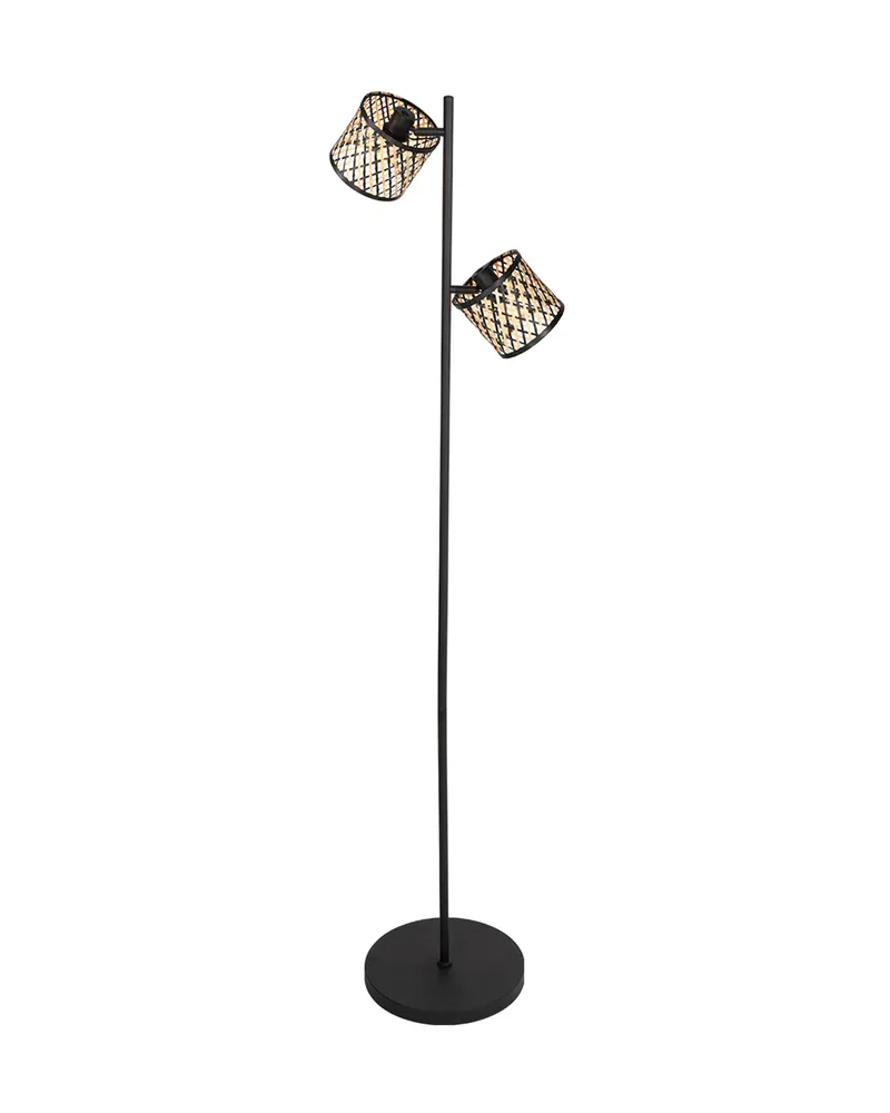 Sumba Stehlampe aus Bambus und Metall mit zwei Lichtpunkten