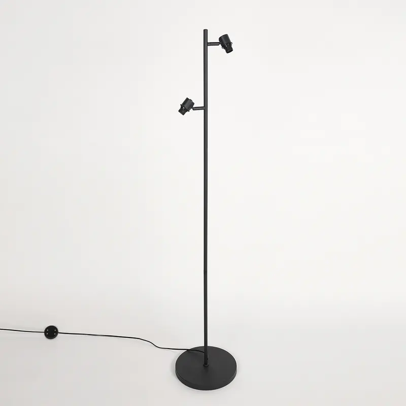 Sumba Stehlampe aus Bambus und Metall mit zwei Lichtpunkten in Naturfarben, Schwarz, Ansicht 3