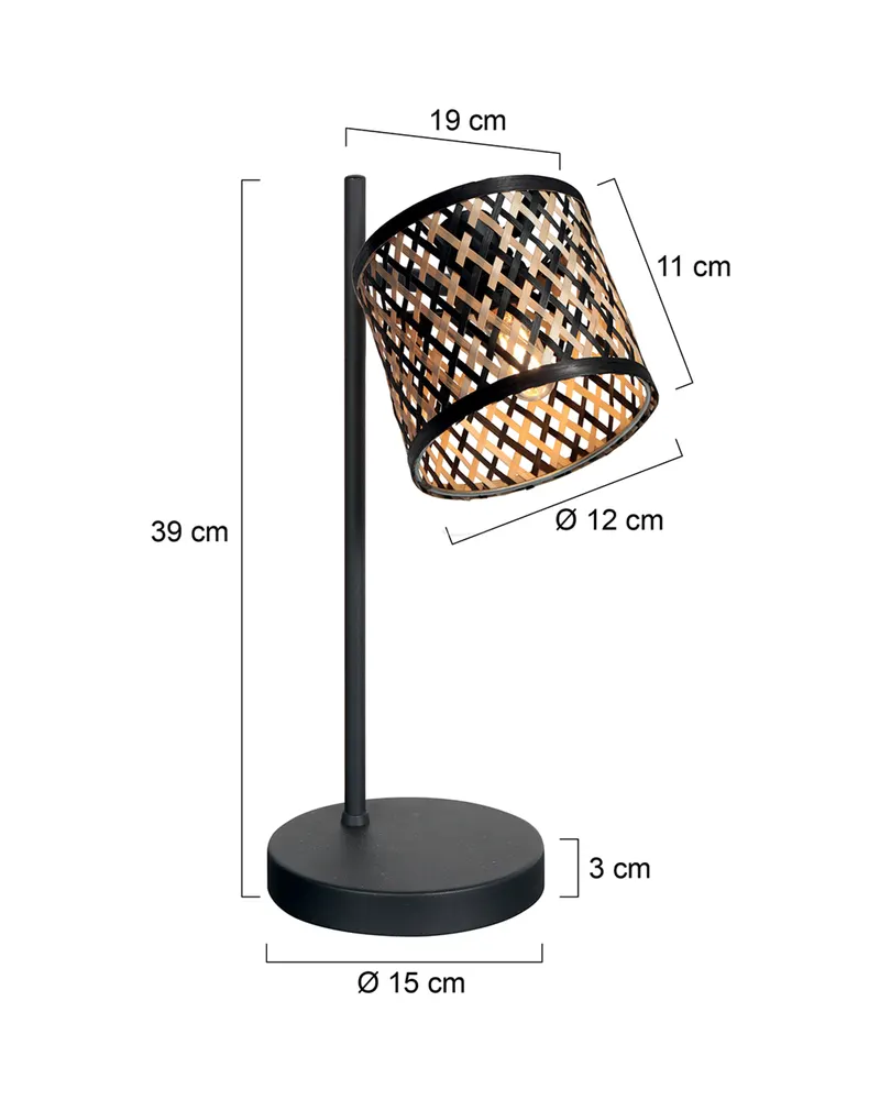 Sumba Tischlampe aus Bambus und Metall in Naturfarben, Schwarz, Ansicht 2