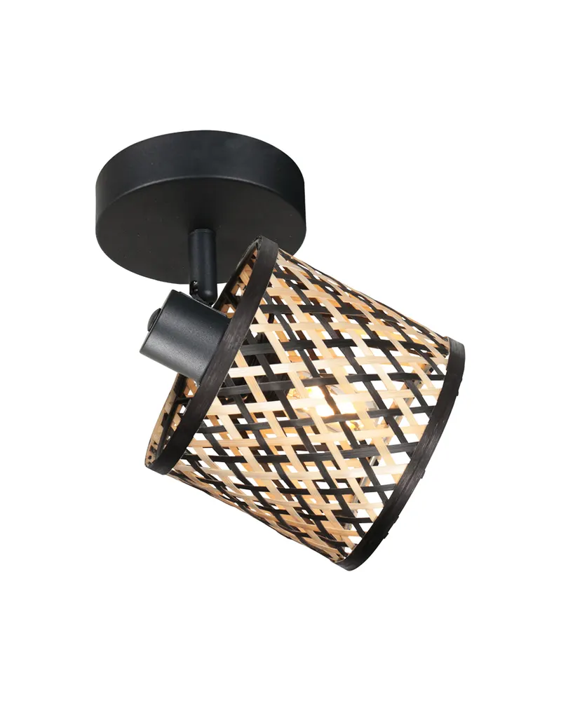 Mexlite Sumba Wandspot mit E14-Fassung, 1-flammig in Naturfarben, Schwarz, Ansicht 2