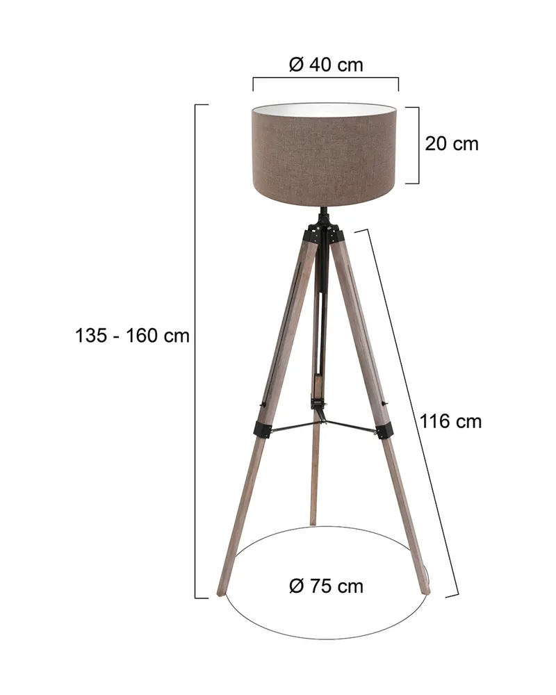 Mexlite Triek Stehlampe aus Holz, Metall und Textil in Schwarz, Ansicht 14