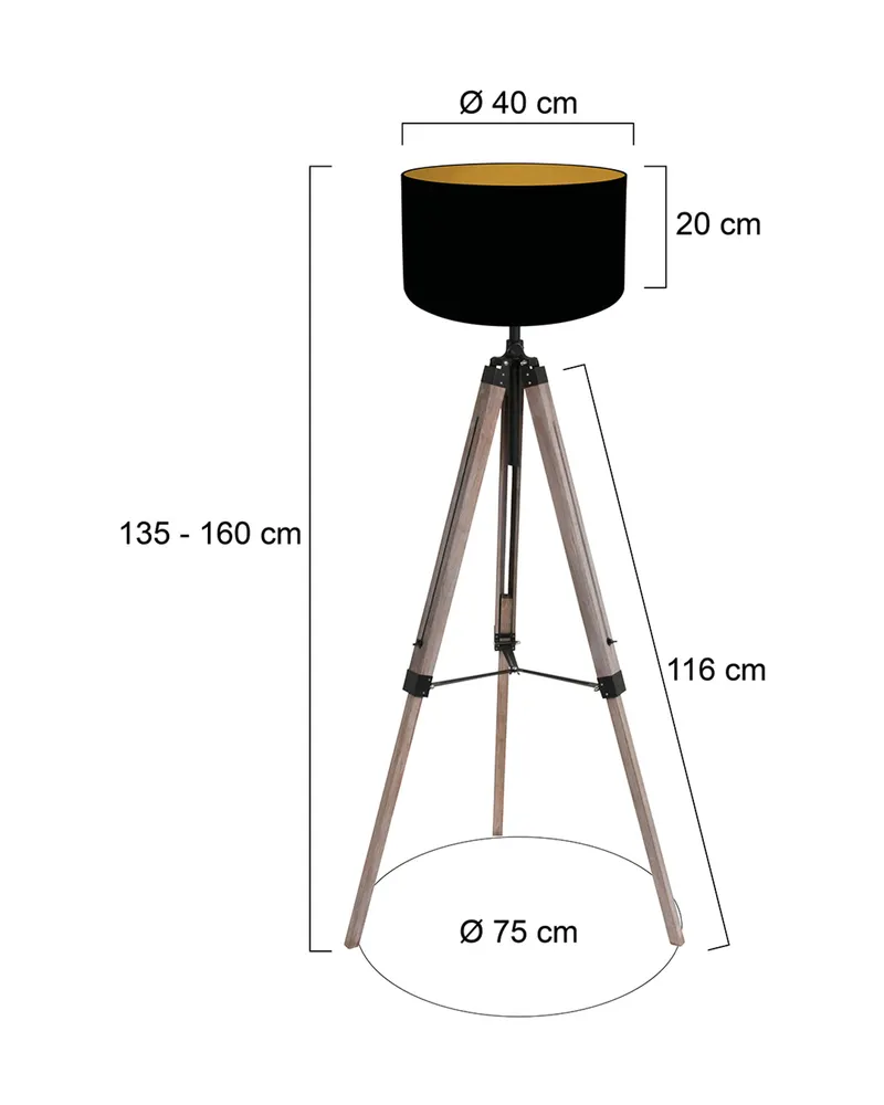 Mexlite Triek Stehlampe mit verstellbarem Lesearm in Schwarz, Ansicht 2