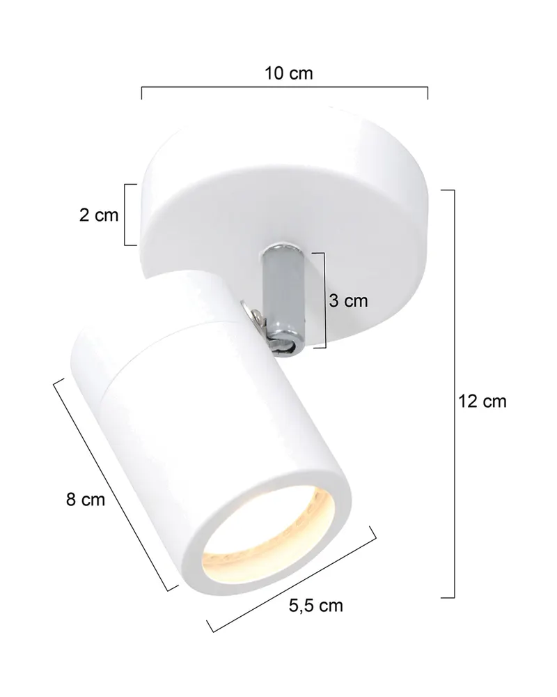 Mexlite Upround Spot mit schwenkbarem GU10-Lichtpunkt in Weiß, Ansicht 12